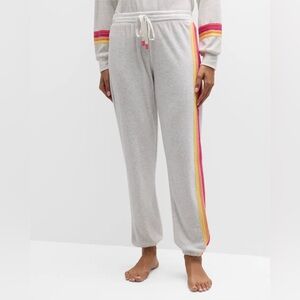 SOLD. PJ Salvage Women’s Joggers Small Rainbow Stripe Lounge Pants Gray